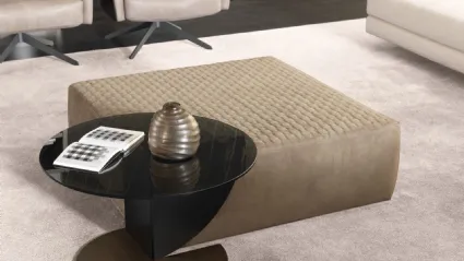 Tavolino con top rotondo in vetro e base in metallo verniciato Ottone anticato Rialto di Misuraemme