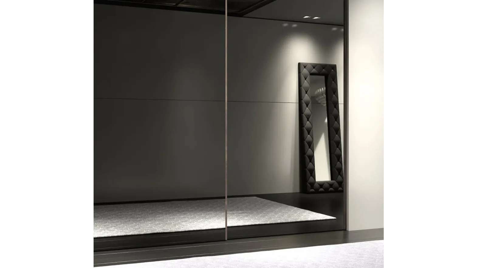 Specchiera Duse con cornice in ecopelle imbottita di Adriatica