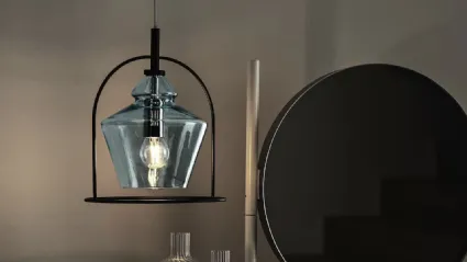 Lampada a sospensione Swing in vetro e acciaio laccato di Bontempi