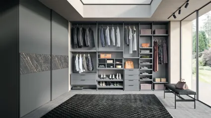 Cabina Armadio Comp 393 in melaminico tessuto con armadio laccato opaco di Mobilgam