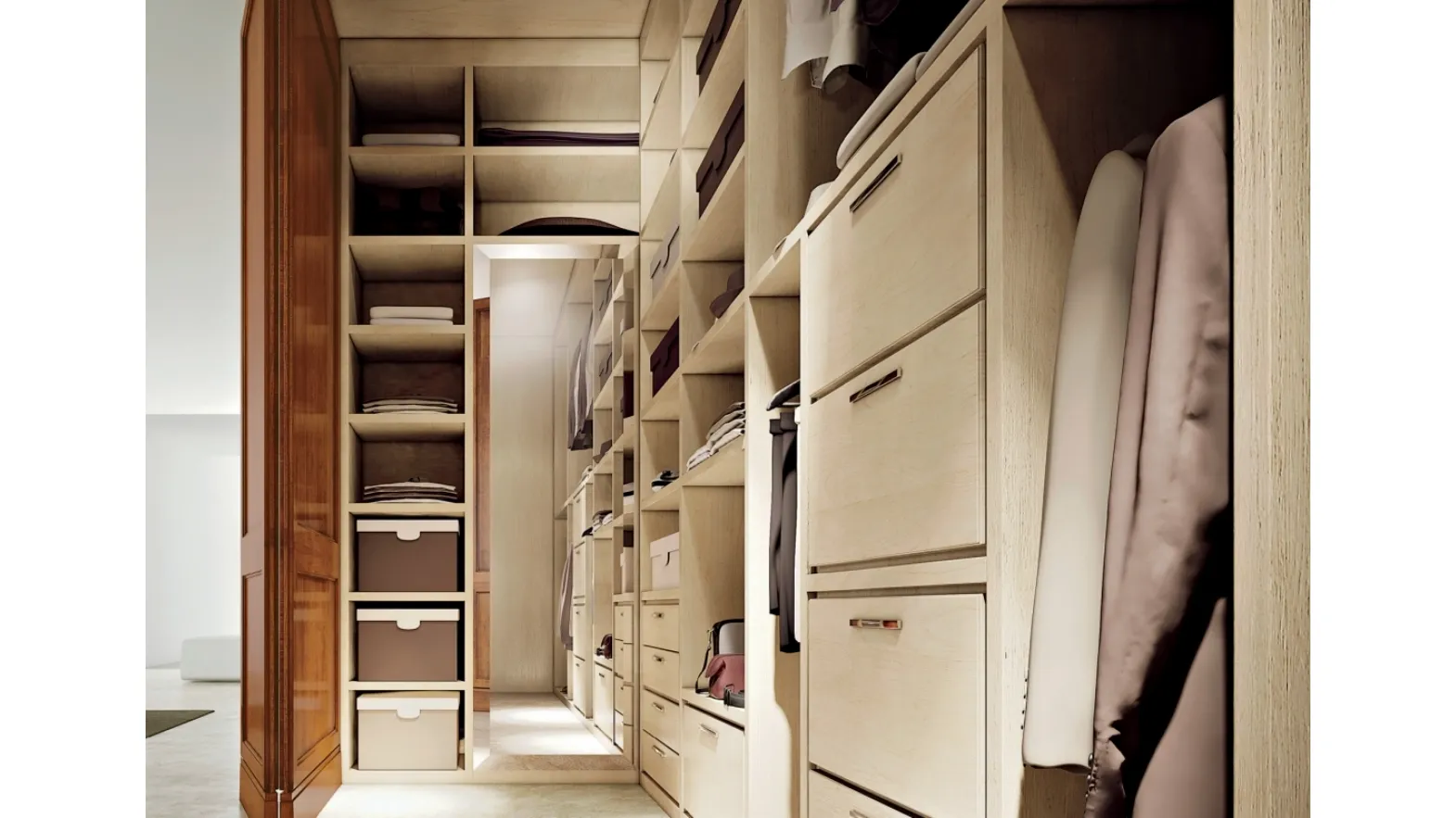 Cabina Armadio I Ciliegi 02 in legno laccato Avorio di Le Fablier