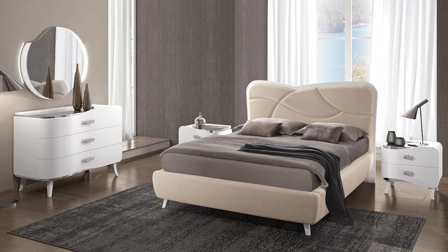 Letto in ecopelle Zaffiro di Adriatica