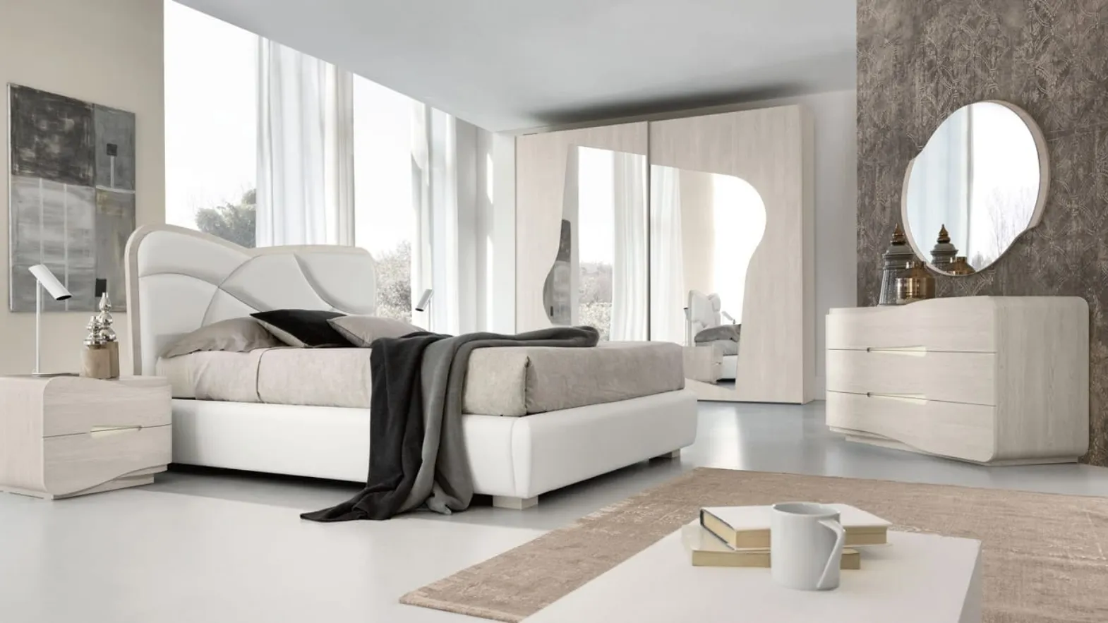 Letto in ecopelle con box contenitore Aloa di Adriatica