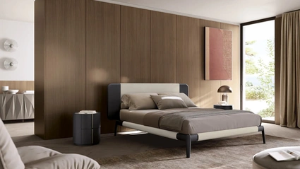Letto Arden Soft con rivestimento parziale in tessuto di Febal Casa