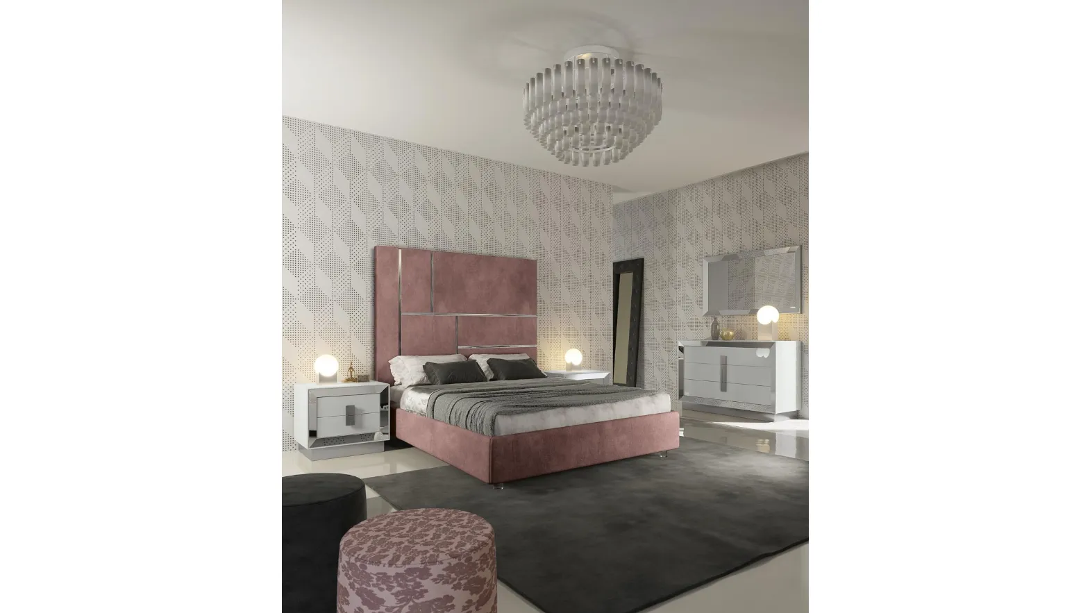 Letto con testiera imbottita Astra di Adriatica