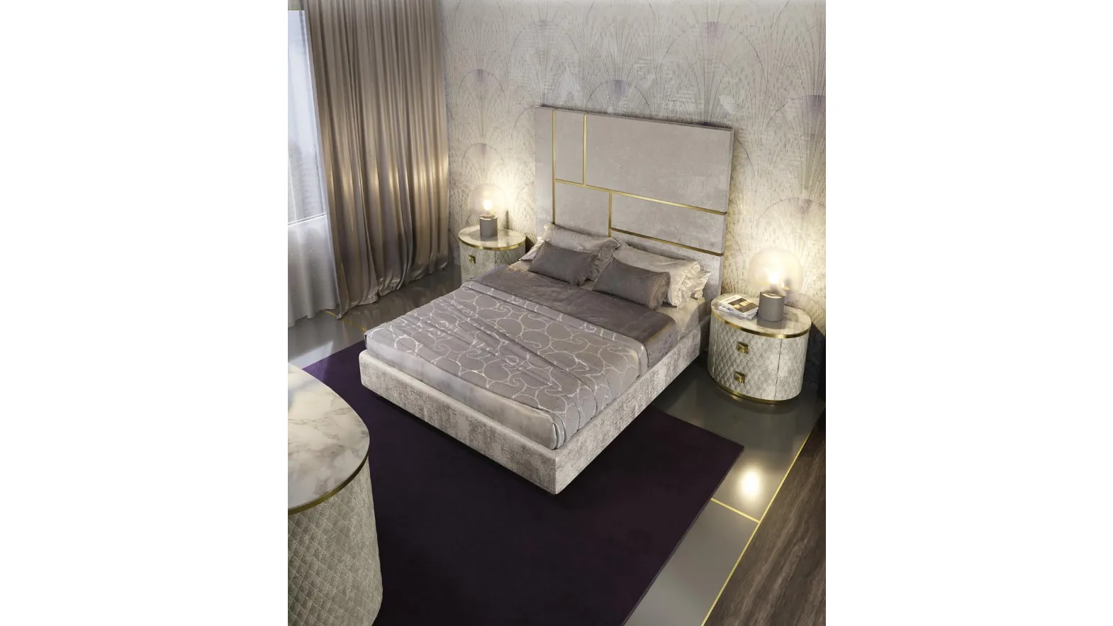 Letto con testiera imbottita Astra di Adriatica