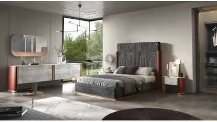 Letto di design in tessuto imbottito Crono di Adriatica