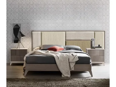 Letto Cumino con testiera patchwork in tessuto di Le Fablier