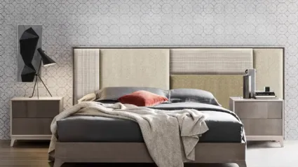 Letto Cumino con testiera patchwork in tessuto di Le Fablier