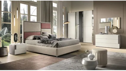 Letto con testiera in tessuto imbottito Eolo di Adriatica