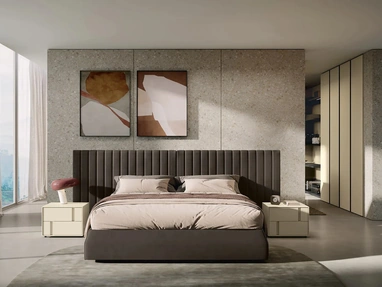 Letto con grande testiera trapuntata Softcase Royal di Febal Casa
