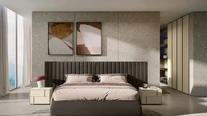 Letto con grande testiera trapuntata Softcase Royal di Febal Casa