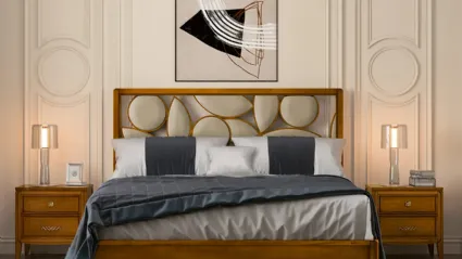 Letto Incanto in legno con testiera in pelle di Le Fablier