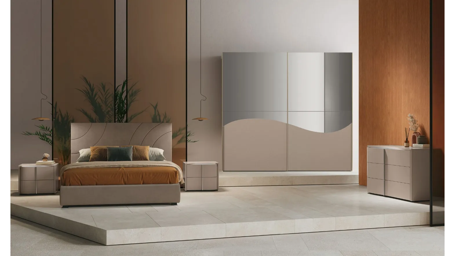 Letto Ipsilon Curve con box contenitore di Adriatica