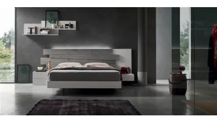 Letto Scudo giroletto melaminico con testiera boiserie di doghe in Rovere di Maronese Acf