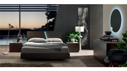 Letto Slide in melaminico con doppio pannello testiera e luci a led di Maronese Acf