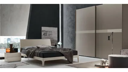 Letto matrimoniale con testiera Smart in melaminico Frassino Juta di Maronese Acf