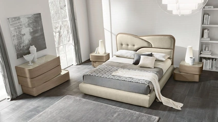 Letto in ecopelle con contenitore Ola di Adriatica