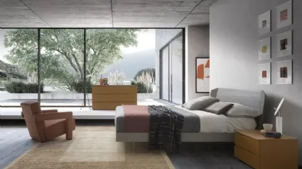 Letto matrimoniale in legno con testiera Quadra di Mobilgam