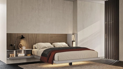 Letto matrimoniale Sistema Sipario N02 in legno e laccato di Mobilgam