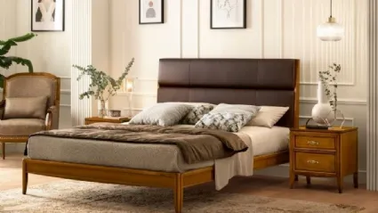 Letto in legno con testiera rivestita in pelle imbottita Sogno di Le Fablier