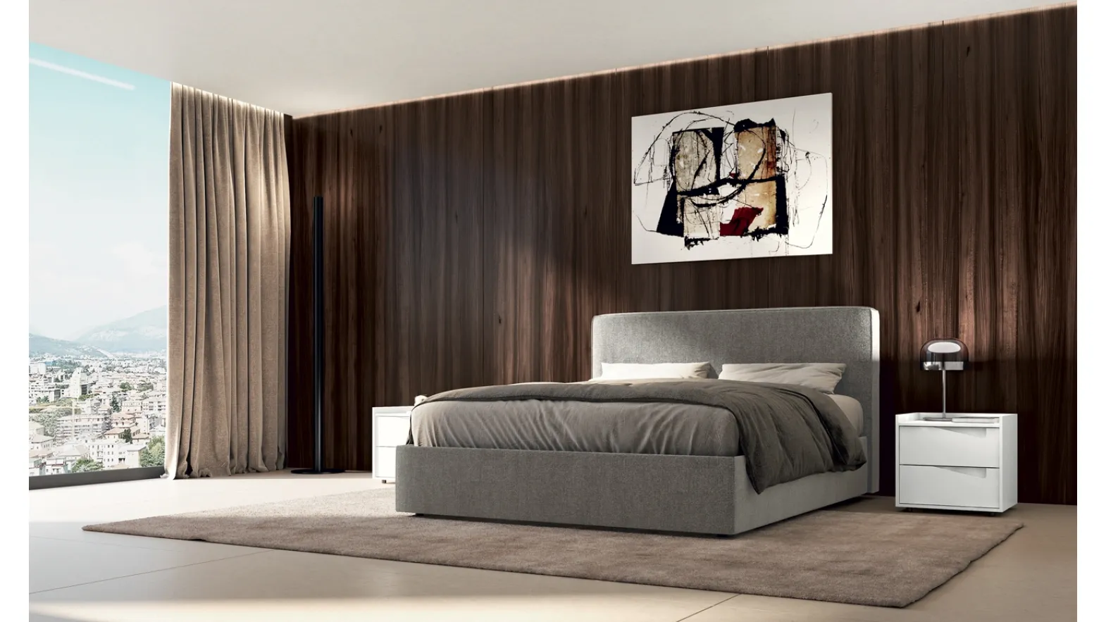 Letto in tessuto imbottito con testiera Tokyo di Febal Casa