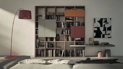 Libreria a muro Horizon 948 in legno e laccato opaco di Mobilgam