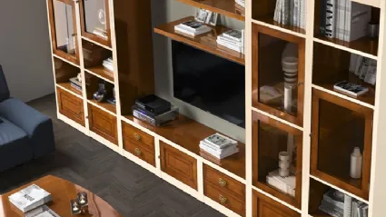Libreria a muro in legno bicolore Le Mimose composizione 05 di Le Fablier