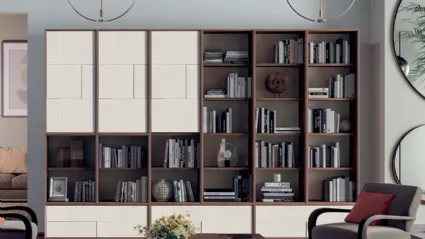 Libreria a muro Le Spezie in legno laccato opaco composizione 15 di Le Fablier