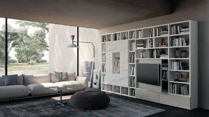 Libreria a muro Horizon 943 in laccato e laminato di Mobilgam