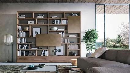Libreria a muro Horizon 949 in legno e laccato di Mobilgam