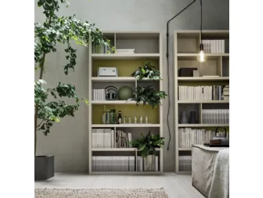Libreria Spalla SA1563 in melaminico Frassino juta e laccato opaco Iguana di Maronese Acf