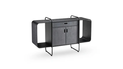 Madia Apelle con struttura in metallo e ante rivestite in pelle di Midj