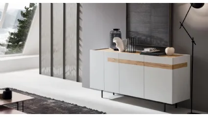 Madia Gilda GL002 finitura Bianco con top e inserto in Rovere Nodato di Maronese Acf