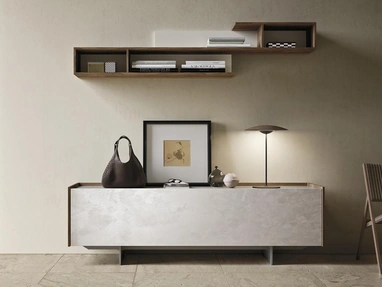 Madia Horizon Slim 980 in laccato spatolato Avorio di Mobilgam