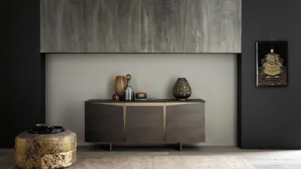 Madia Horizon Star 950 in legno con inserti in laccato bronzo opaco di Mobilgam