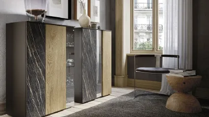 Madia Horizon Tetris 966 bis in legno, laminam e vetro di Mobilgam