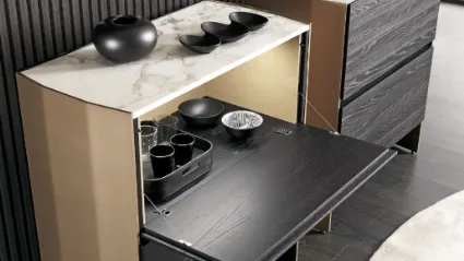 Madia Alta Milvian in legno con top in marmo di Misuraemme