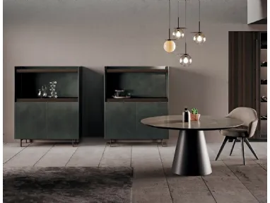 Madia Alta in laccato metal e legno eucalipto scuro Scava di Binova