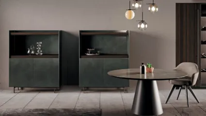 Madia Alta in laccato metal e legno eucalipto scuro Scava di Binova