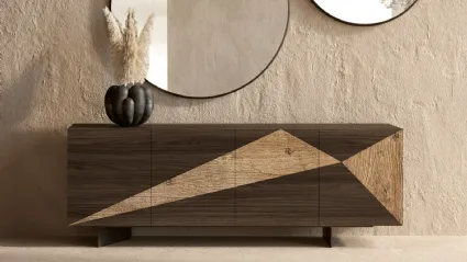 Madia in legno di Rovere Moka con inserto in legno secolare Slice di Nature Design