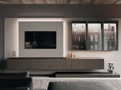 Parete Attrezzata Bluna Legno 01 in rovere grigio di Binova