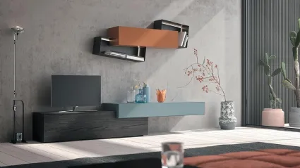 Parete Attrezzata Composizione Horizon 902 in legno e laccato di Mobilgam