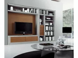 Parete Attrezzata in legno e laccato opaco Melograno composizione 12 di Le Fablier