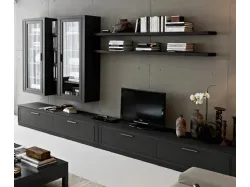 Parete Attrezzata i n laccato opaco Nero Melograno composizione 05 di Le Fablier