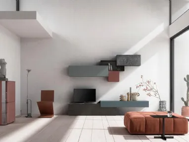 Parete Attrezzata Composizione Horizon 901 in legno e laccato opaco di Mobilgam