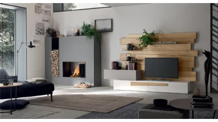 Parete Attrezzata Scuderia SC1001 in laccato e legno di Rovere di Maronese Acf