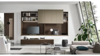 Parete Attrezzata Unix Spalla SU2125 in melaminico Rovere e laccato opaco Nichel di Maronese Acf