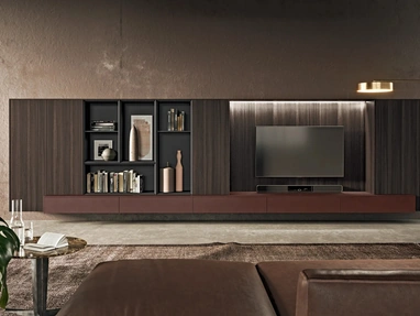Parete Attrezzata Vogue + Bluna in laccato metal e bilaminato legno di Binova