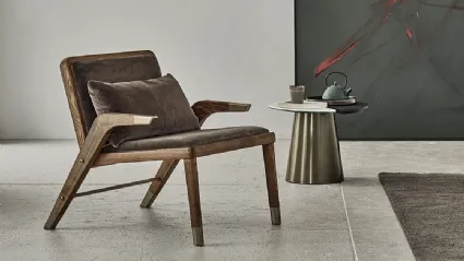 Poltrona Lady in pelle e legno di Bontempi